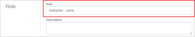 On the Edit Roles page to the right of the Role heading, the Role text field is highlighted.